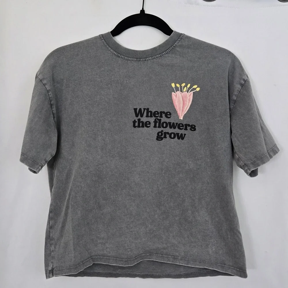 Zara Cambridge Botanic Garden Boxy Cropped Graphic Tee‎ Womens XS or Kids 11-12
